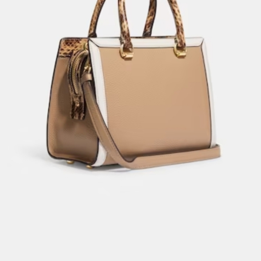 Coach Cream and Brown Satchel‎ with Animal Print Accents - Picture 8 of 9